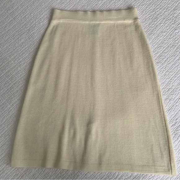 *HOST PICK** VINTAGE PENCIL SKIRT / IVORY / WOOL BLEND KNIT /80s / MEDIUM - Picture 1 of 7